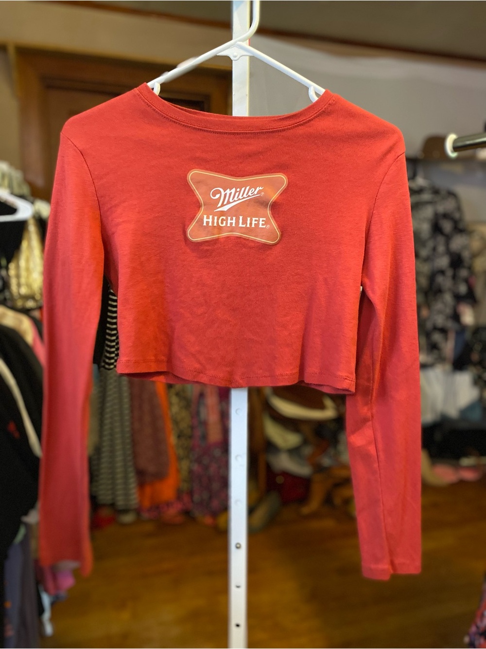 Miller High Life Red Cropped Long-Sleeve Women's Top